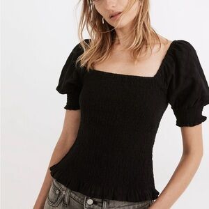 Madewell Lucie Puff Sleeve Smocked Bodice Top